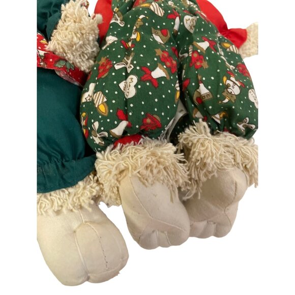 House Of Lloyd Christmas Bunny Dolls Christmas Around 12" Green Red White - Picture 11 of 13